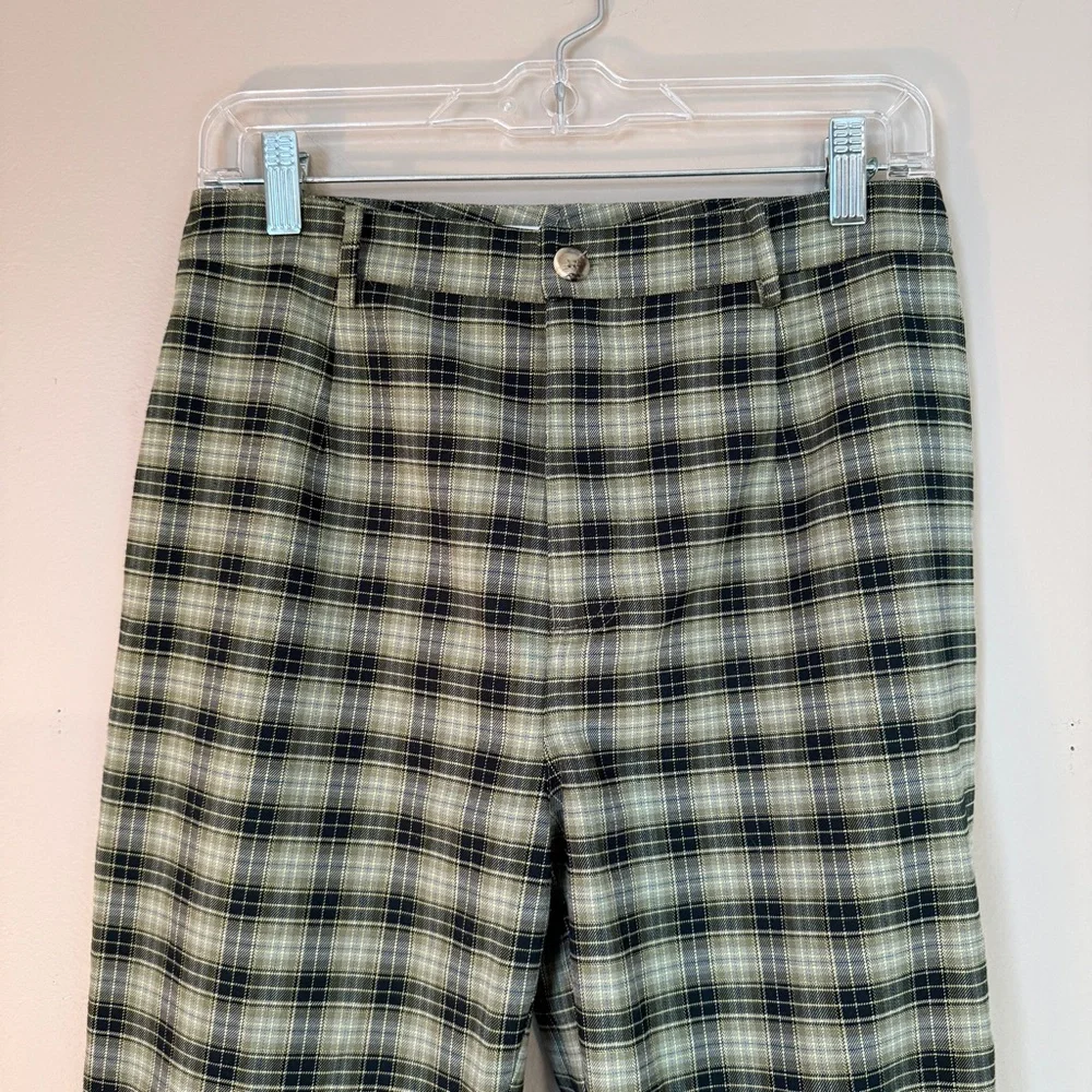 Reformation Franklin Pant size 4 Small Green Plaid Academia Preppy - Picture 4 of 10